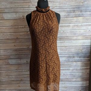 Zara Trafaluc Brown Floral Lace Dress